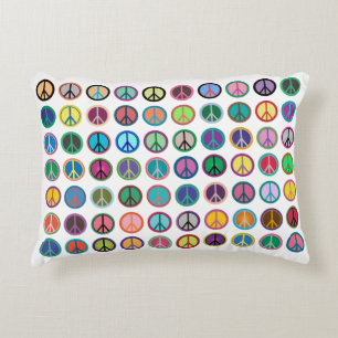 Colourful Peace Symbols Accent Pillow