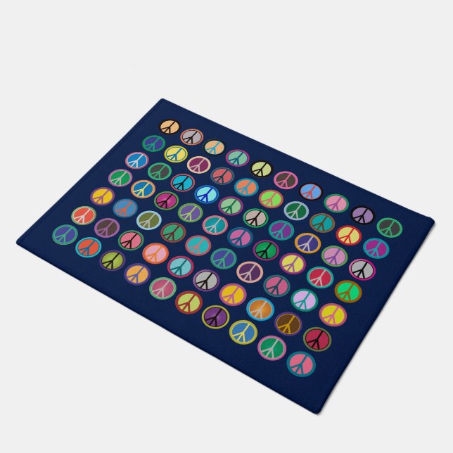 Colourful Peace Symbols Doormat (Angled)