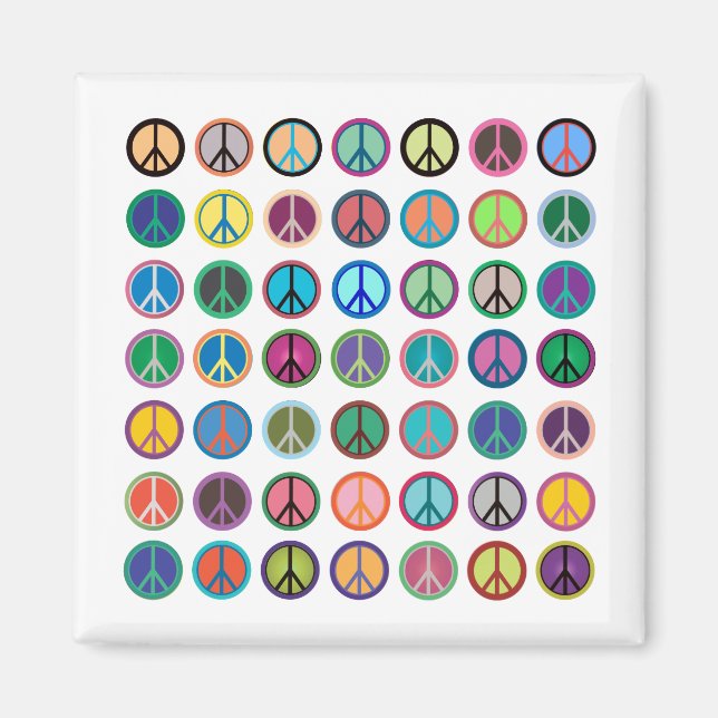 Colourful Peace Symbols Magnet (Front)