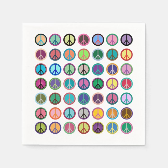 Colourful Peace Symbols Napkin (Front)