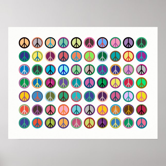 Colourful Peace Symbols Poster (Front)