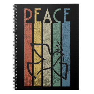 Colourful peace text design notebook