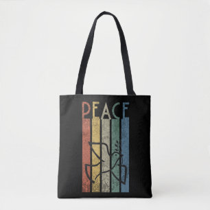 Colourful peace text design tote bag