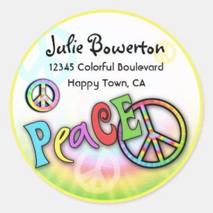 Colourful PEACE Tie Dye Address Label
