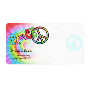 Colourful PEACE Tie Dye Address Label- Large