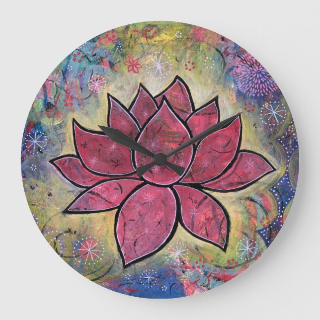 Colourful, Peaceful Lotus Clock (Front)