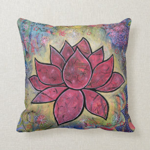 Colourful, Peaceful Lotus Throw Pillow