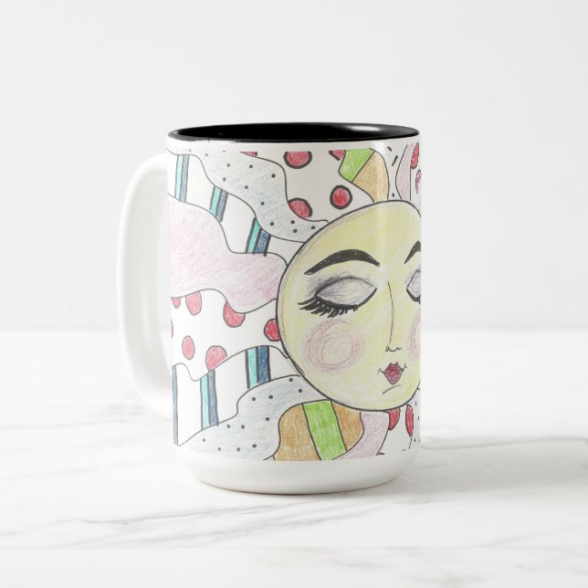 Colourful, peaceful sun -  Two-Tone coffee mug (Front Left)