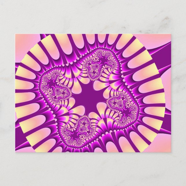 Colourful Peach and Purple Fractal Postcard (Front)
