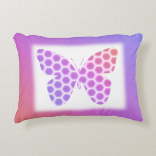 Colourful Peach Pink Purple Geometric Butterfly Ar Accent Pillow