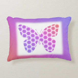 Colourful Peach Pink Purple Geometric Butterfly Ar Decorative Pillow