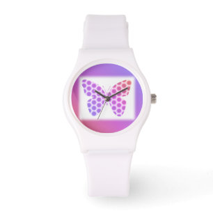 Colourful Peach Pink Purple Geometric Butterfly Ar Watch