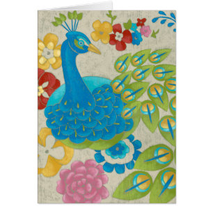 Colourful Peacock and Flowers
