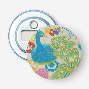 Colourful Peacock and Flowers Bottle Opener