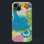 Colourful Peacock and Flowers iPhone 13 Case<br><div class="desc">This painting is perfect for your bird collection. The peacock is beautifully represented and the flowers surrounding it adds a romantic touch. The variety of colours in this image would put anyone in a good mood!</div>