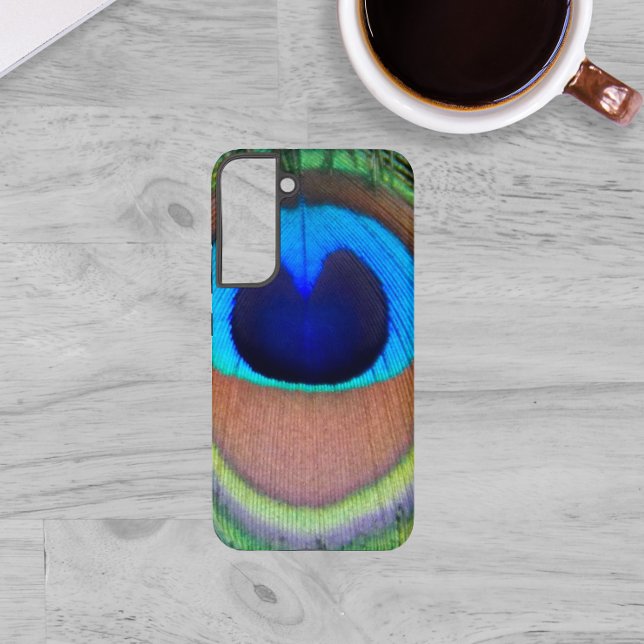 Colourful Peacock Feather Eyespot Samsung Galaxy S22+ Case (In Situ)
