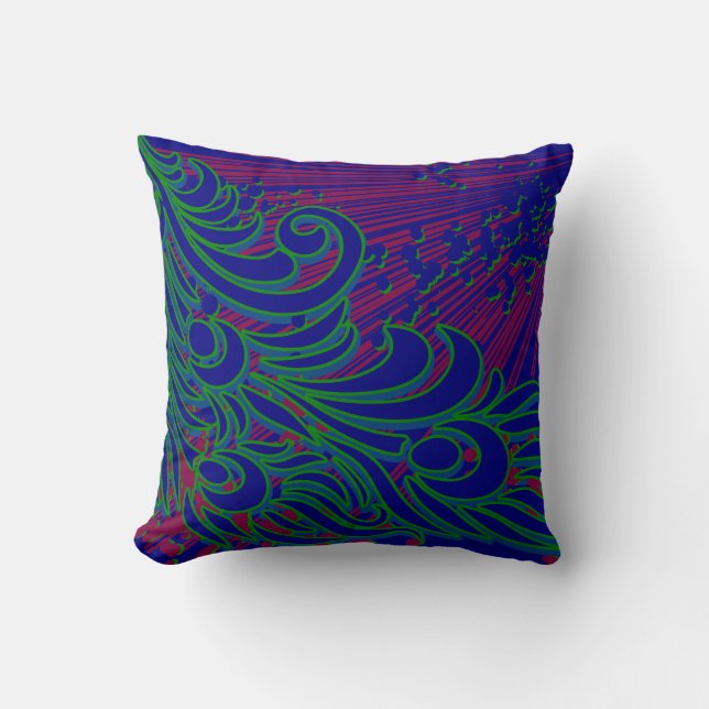 Colourful Peacock Feather Modern Abstract Design Throw Pillow (Front)