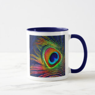 Colourful Peacock Feather Print Coffee Mug