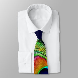 Colourful Peacock Feather Print Tie