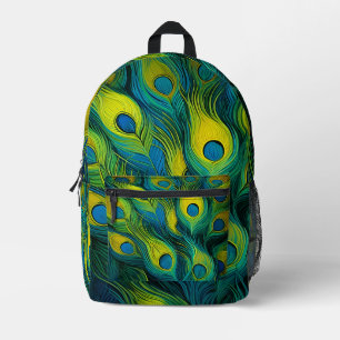 Colourful Peacock feather Printed Backpack