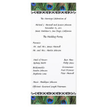Colourful Peacock Feather Wedding Program