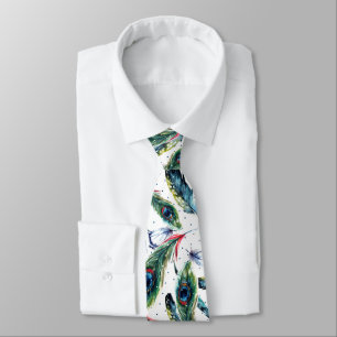 Colourful Peacock Feathers Pattern Tie