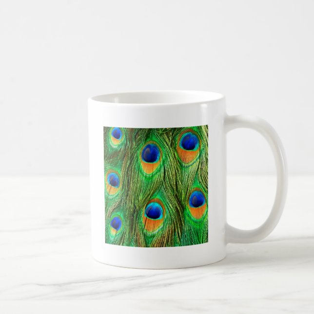 Colourful Peacock Feathers Print Coffee Mug (Right)