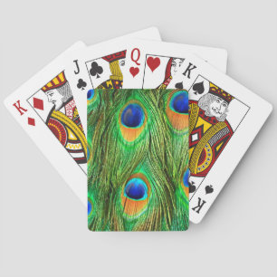 Colourful Peacock Feathers Print Playing Cards