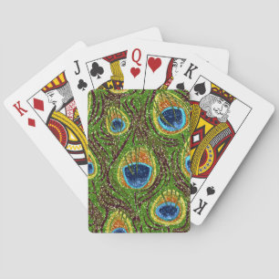 Colourful Peacock Feathers Print Playing Cards