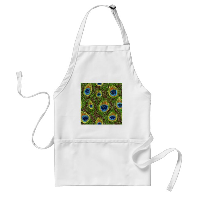 Colourful Peacock Feathers Print Standard Apron (Front)