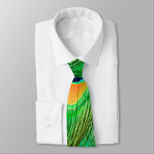 Colourful Peacock Feathers Print Tie
