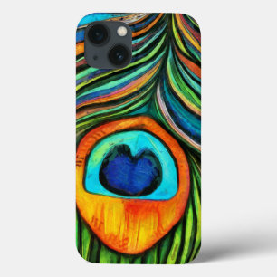Colourful Peacock Firebird Feather Painting iPhone 13 Case