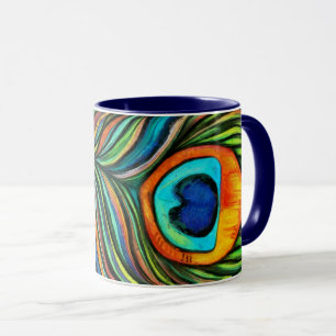 Colourful Peacock Firebird Feather Painting  Mug
