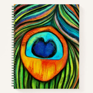 Colourful Peacock Firebird Feather Painting  Notebook
