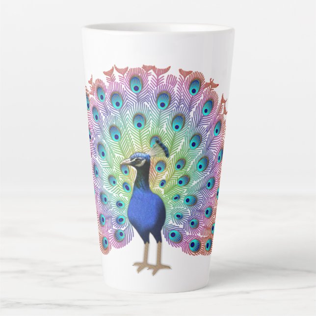 Colourful Peacock Latte Mug (Front)