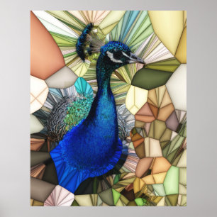 Colourful Peacock Mosaic Poster