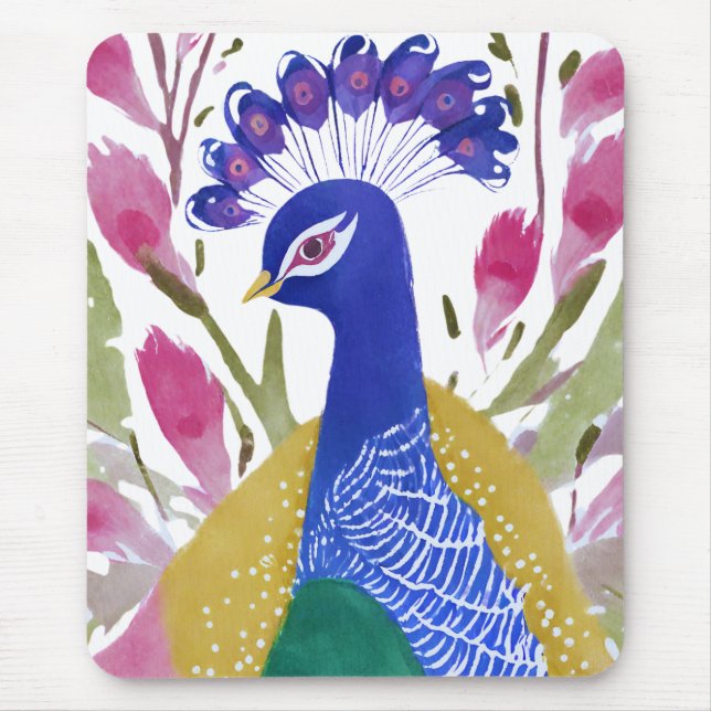 Colourful Peacock Mouse Pad (Front)