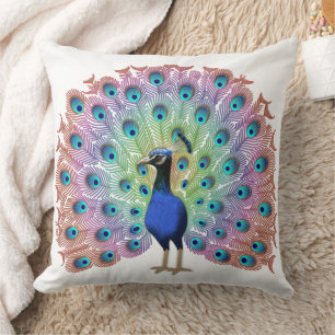 Colourful Peacock Throw Pillow