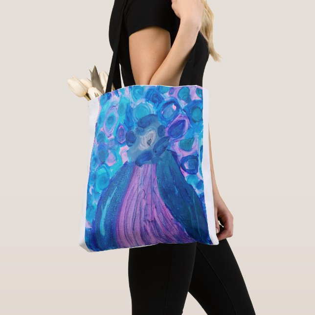 Colourful Peacock Tote Bag (Close Up)