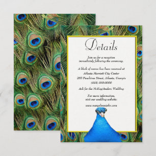 Colourful Peacock Wedding Details Enclosure Card