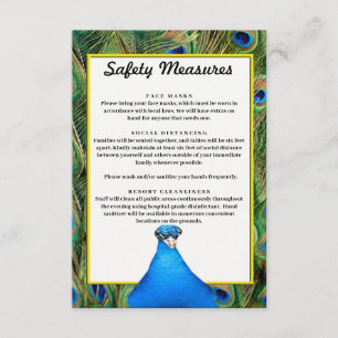 Colourful Peacock Wedding Safety Measures Enclosure Card