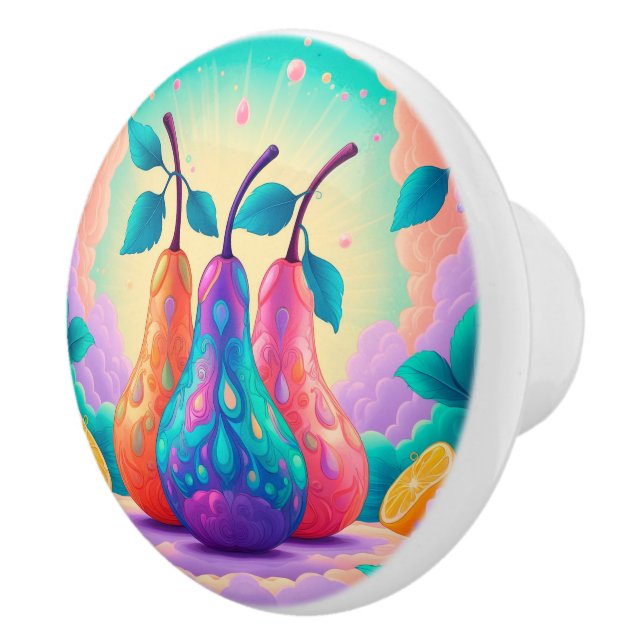 Colourful pear ceramic knob (Right)