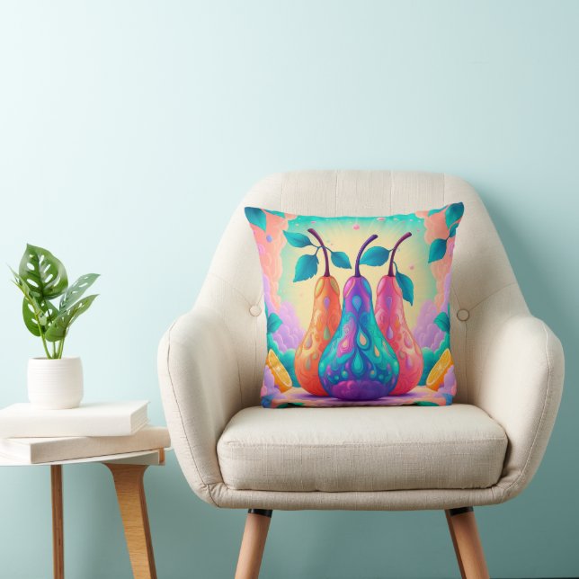 Colourful pear throw pillow (Chair)