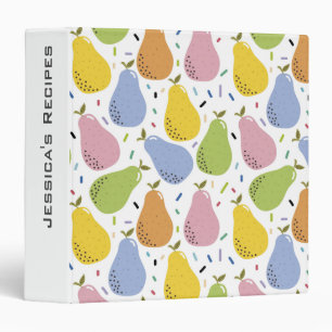 Colourful Pears Fruit Pattern Personalised Recipe Binder