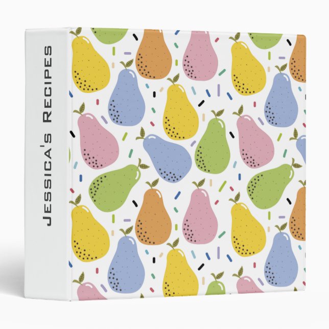 Colourful Pears Fruit Pattern Personalised Recipe Binder (Front/Spine)