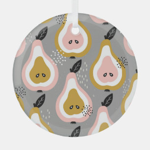 Colourful pears, vintage pattern. glass ornament