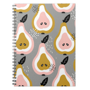 Colourful pears, vintage pattern. notebook