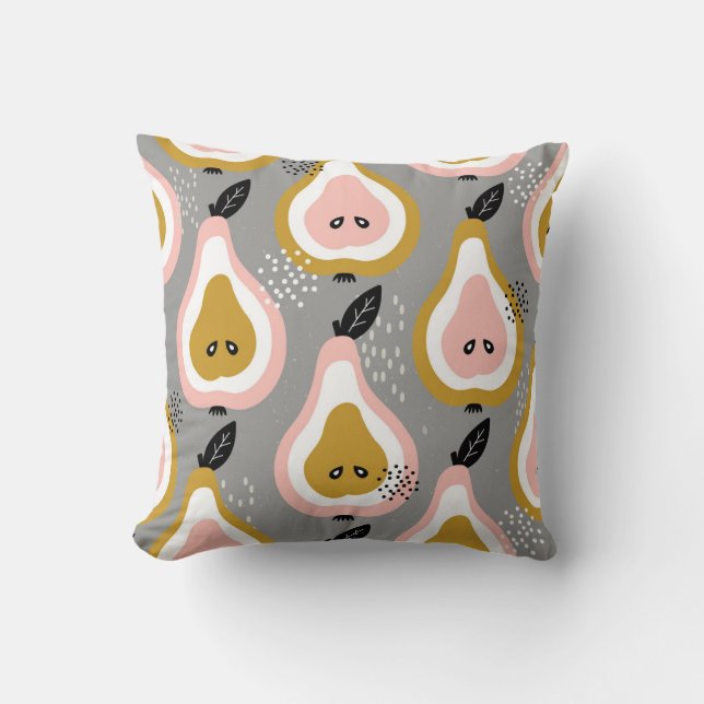 Colourful pears, vintage pattern. throw pillow (Front)