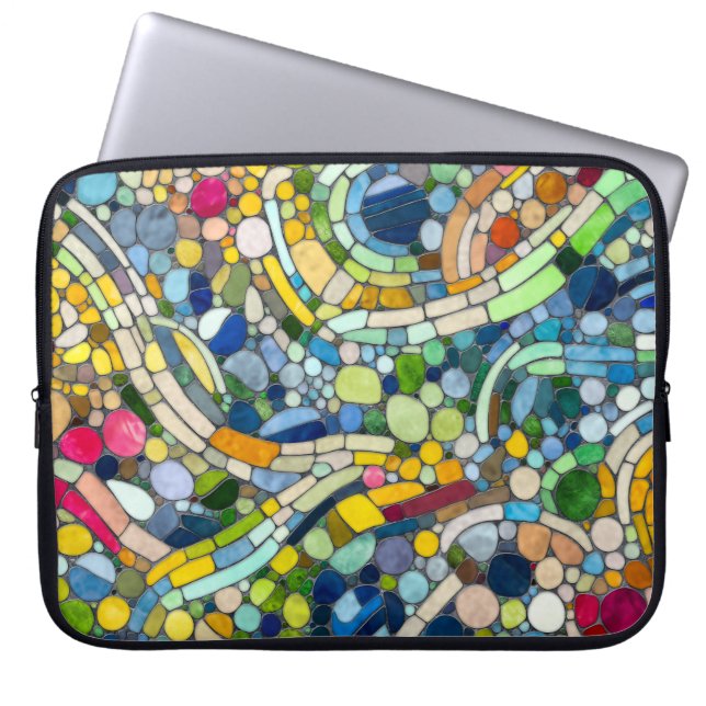 Colourful Pebbles Mosaic Art Laptop Sleeve (Front)