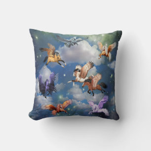 Colourful Pegasus Flying Horses the Myth is Real Throw Pillow